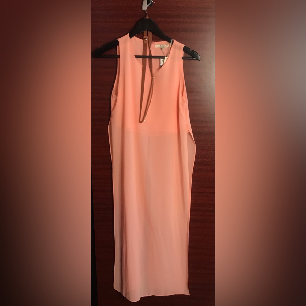 Elegant Peach Sleeveless Dress